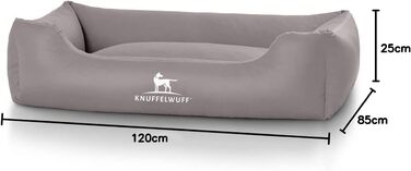 Knuffelwuff Faux Leather Dog Bed Sidney XXL 120 x 85cm Grey - Removable Cover - Easy to Clean - for Large, Medium and Small Dogs