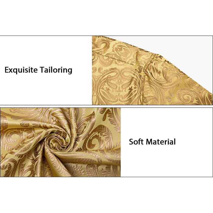 Краватка DiBanGu для чоловіків, шовкова краватка з нагрудною хустинкою, комплект для весілля, нагрудні хустинки, формальний стиль, універсальний розмір (3XL), колір шампань/золото
