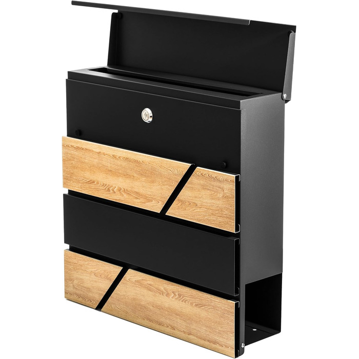 Поштова скринька Verda з газетницею, антрацит RAL 7016, срібло, 37x37x11 см, 2 ключі, монтажний комплект. Дизайнерська настінна поштова скринька