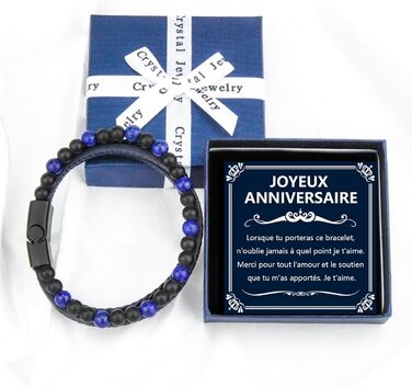 Чоловічий шкіряний браслет: подарунок для чоловіка, батька, дідуся. Синє шкіряне браслет для чоловіків.