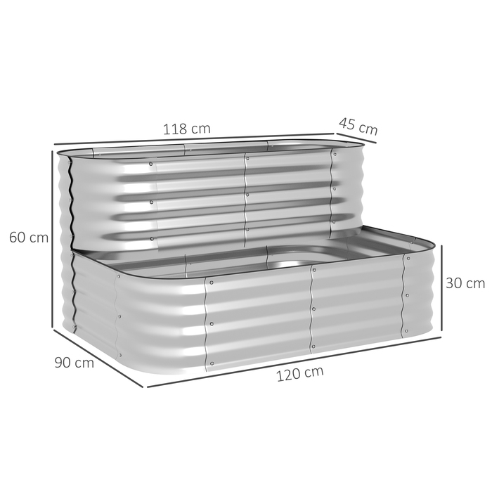 Outsunny Flower Shelf Plant Shelf Garden Balcony 118x45x30cm Metal Silver, robust & stylish for your plants