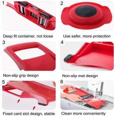 Нарізчик овочів Mandoline: набір з 6 лез з нержавіючої сталі для картоплі, помідорів, цибулі та сиру