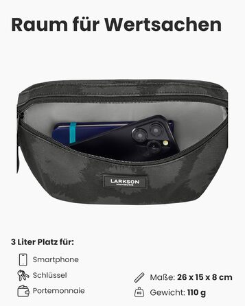 Поясна сумка LARKSON для жінок та чоловіків, м'ятного кольору, модель Finn - для спорту, активного відпочинку, міста, фестивалів. Стильна сумка через плече з водонепроникним покриттям (сірий леопардовий)