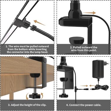 LED настільна лампа Rigors 60см з регулюванням яскравості, 900LM, захист очей, 5 кольорів, 10 рівнів яскравості, гнушкий 360° «лебединий» шийка, для офісу та дому