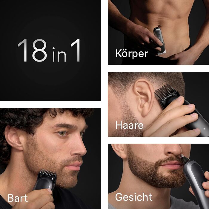 Braun Series 7 All-in-One AIO7545 – Триммер для бороди, волосся та тіла 18-в-1, сірий