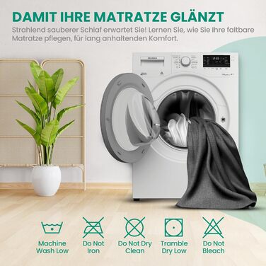 Складаний матрац Goliez 3-в-1 для гостей і кемпінгу, пінополіуретановий, знімний чохол, розмір 195x80x10 см, сірий