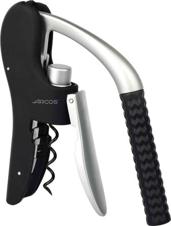 Arcos Wine Opener - Black & Gray Ergonomic Corkscrew with ABS & Zinc Alloy Handle