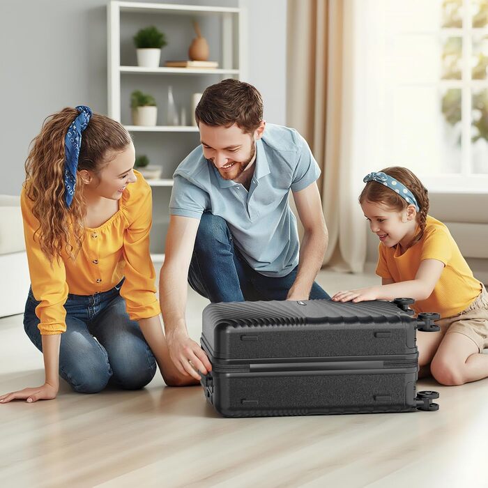 Набір валіз Joyway 6шт: велика, середня, маленька, сумка, косметичка, TSA-замок, зелений/чорний