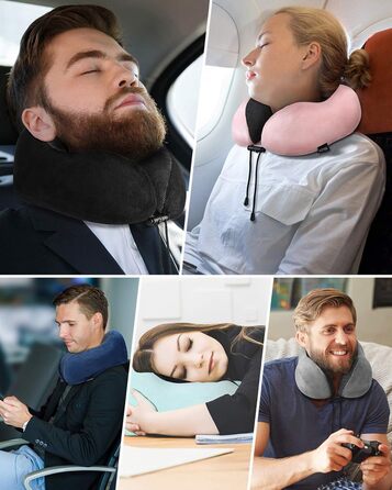Подушка для шиї Homiee для подорожей: зручна, ергономічна, з memory foam, для автомобіля, літака, доросла (сіра)