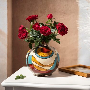 Керамічна ваза ручної роботи 16 см – кольорова ваза для квітів, декор для вітальні, подарунок на новосілля, сучасна ваза-куля моделі 1