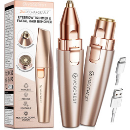 Тріммер для обличчя та брів 2-в-1 VG VOGCREST з LED-підсвічуванням (Рожеве золото)