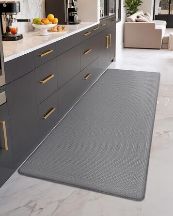 Килимок для кухні COLOR&GEOMETRY 44x150 см, неслизький, з ПВХ, водо- та олієстійкий, з гумовою основою. Підходить для кухні, пральні, коридору (сірий)