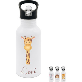 Дитяча термопляшка Wunderwunsch® з нержавіючої сталі з іменем, 500 мл - з трубочкою, персоналізований подарунок для дитини (жирафа)