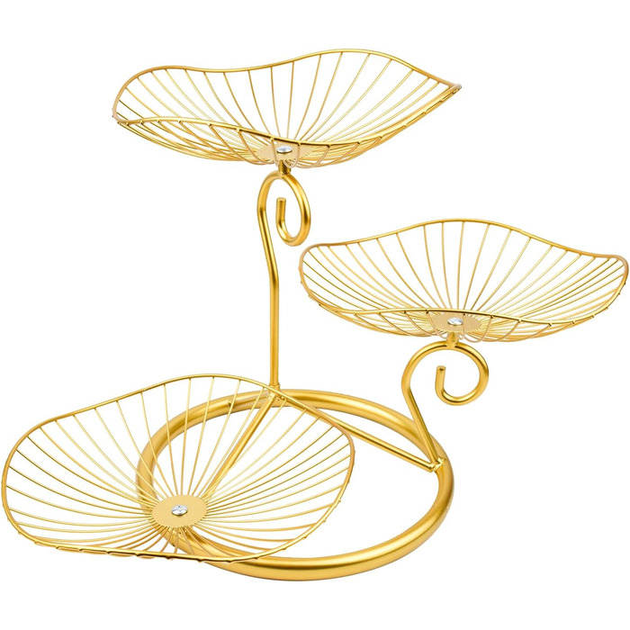 Металева фруктова корзина CUKE2BEET з 3 рівнями, золота - для фруктів та овочів