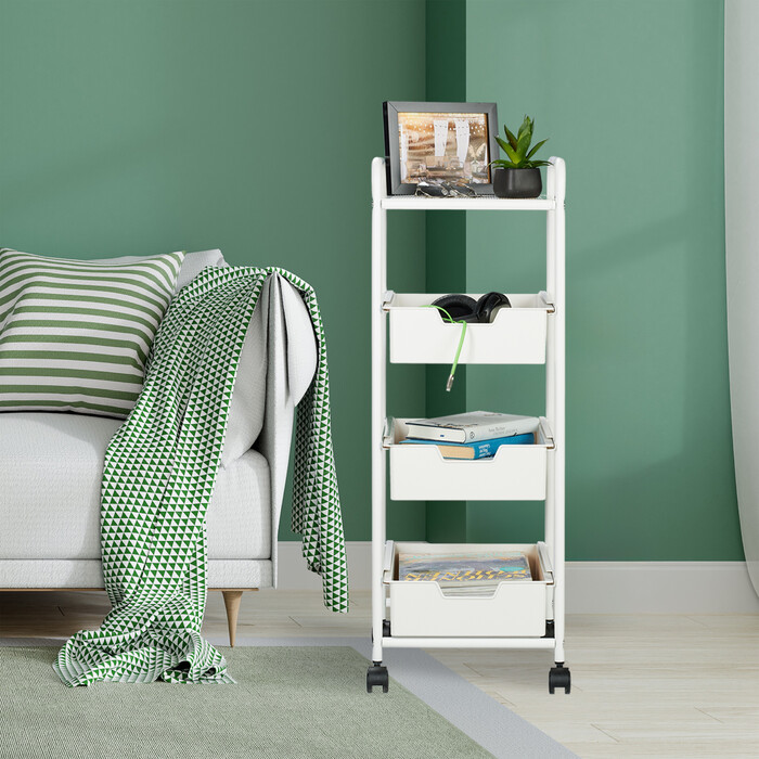 Relaxdays rolling cart with 3 tiers and a storage shelf