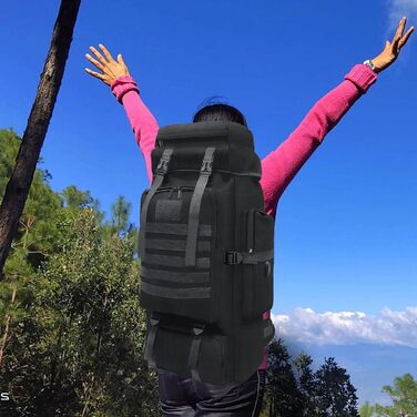 Wesoke 80L тактичний туристичний рюкзак MOLLE, водонепроникний, військовий, для походів і подорожей, велика місткість, чорний