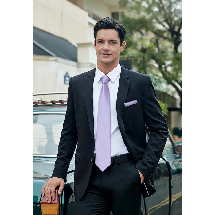 Краватка чоловіча Enlision для весілля, краватка та нагрудна хустинка з манжетними кнопками, шовкова, візерунок Paisley, різні кольори (K- фіолетовий)