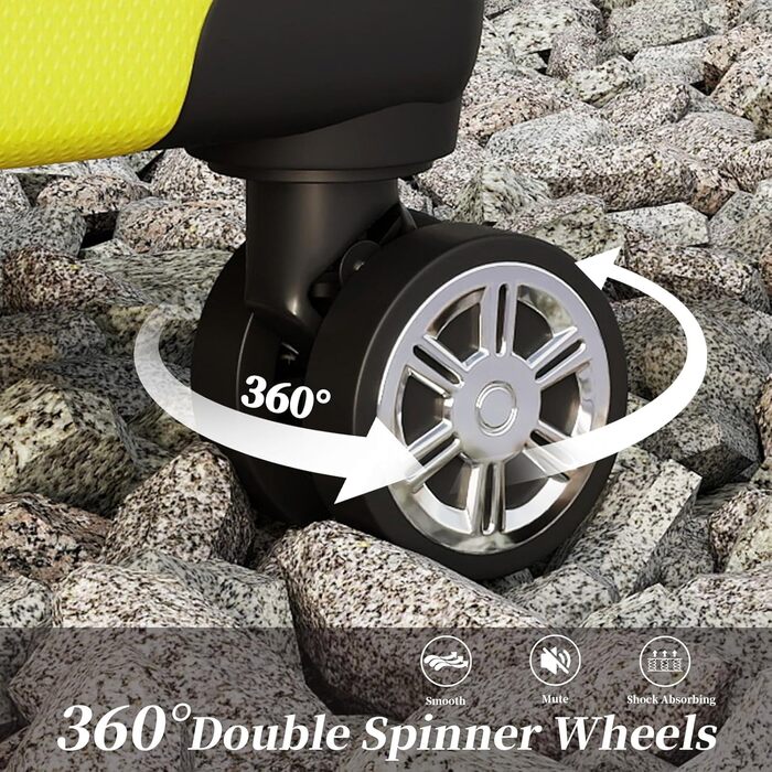 Набір валіз Ystyle Kofferset 5-ти частинний: 12', 18', 20', 24', 28' + косметична сумка, ABS, 360° колеса, TSA-замок, для подорожей, круїзів, навчання за кордоном, колір м'ятний