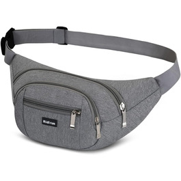 Водонепроникна поясна сумка на пояс для жінок та чоловіків, 3 кишені на блискавці, для походів, активного відпочинку, спорту, подорожей, гаманець для грошей (Світло-сірий)