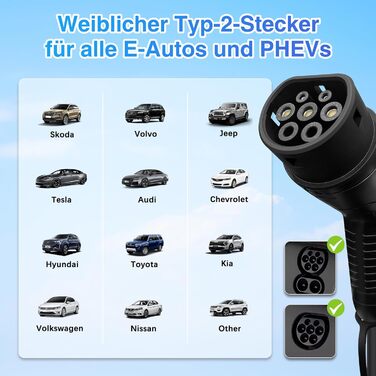 Зарядний кабель Type 2 Schuko 3.68kW 6-16A для електромобілів та PHEV, 7м, LCD дисплей, IP65