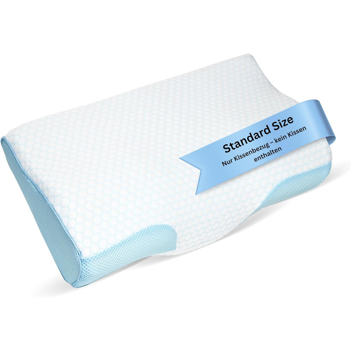 Ортопедична подушка для шиї та голови Derila Memory Foam Original. Підтримка шиї для тих, хто спить на боці, спині та животі (King, 1 шт.) (З охолоджуючим чохлом, 50x30 см)