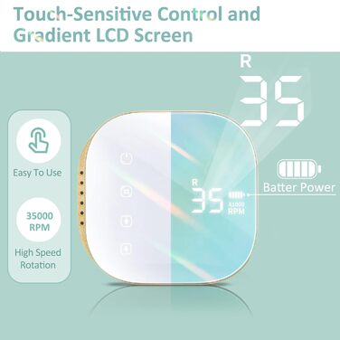 Електричний апарат для манікюру та педикюру Madenia TouchPro – 35000 об/хв, з LED-дисплеєм, 6 насадок, для гелевого манікюру