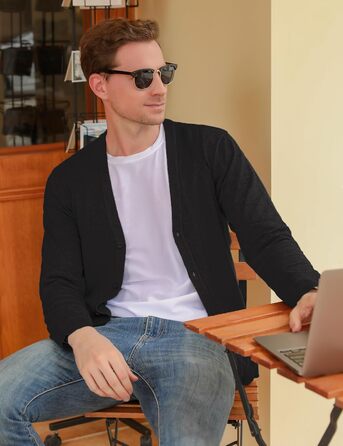 Чоловічий кардиган iClosam з V-подібним вирізом: легкий, стильний, чорний, розмір M