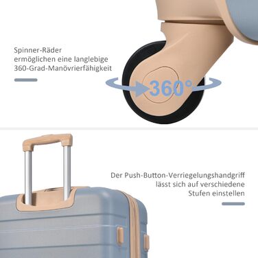Набір валіз Merax 3 шт. з жорстким корпусом, 4 колеса, блакитний колір