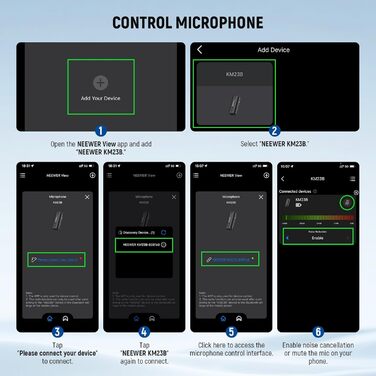 NEEWER Бездротовий петличний мікрофон KM23B: 48kHz/24Bit, 8 годин роботи, шумозаглушення, USB-C, сумісний з DJI, Insta360, iPhone, Android, PC
