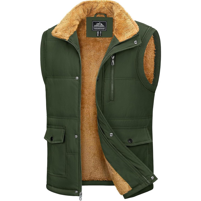 Чоловіча зимова куртка Magcomen з підкладкою з флісу, тепла, для відпочинку, термо, перехідна з багатьма кишенями (XXL, армійний зелений)