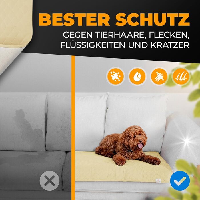 Водонепроникний коврик для собак SympaTierisch - захист дивану та ліжка - великий розмір (175 x 75 см) - бежевий - легко прати