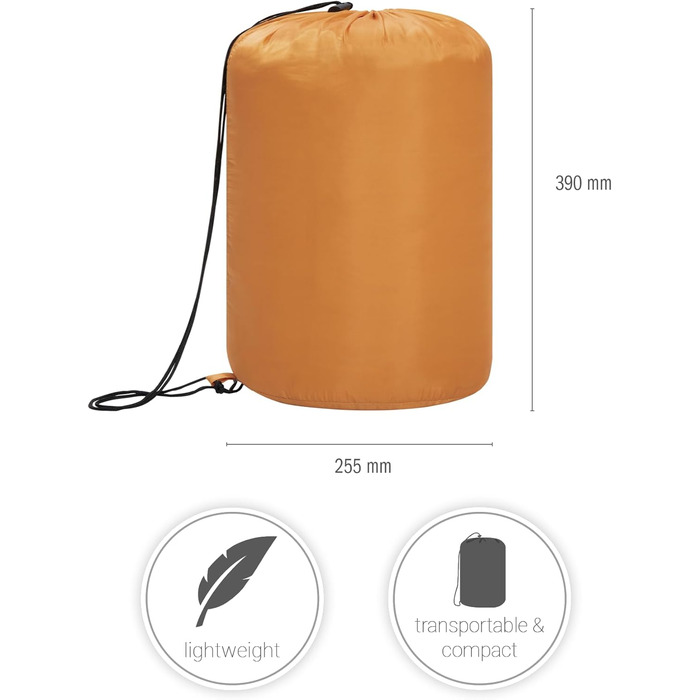 Paco Home Sleeping Bag - Outdoor, Washable, Breathable for Adults & Kids - Camping & Travel - Summer/Winter (Orange, 220x70x4cm)