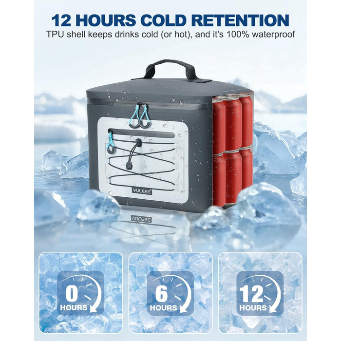 Чорна ізольована сумка-холодильник 24L для пікніка, пляжу, кемпінгу та транспортування продуктів