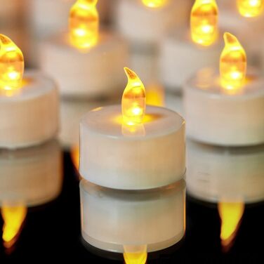 Світлодіодні свічки YIWER, 100 шт, чайні LED-свічки на батарейках CR2032, без запаху, імітація полум’я, тепле жовте світло