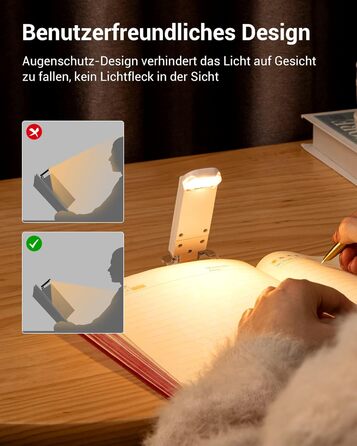 LED лампа для читання DEWENWILS на кліпсі, USB перезарядна, 2 рівні яскравості, тепле біле світло, подарунок для дітей та книголюбів