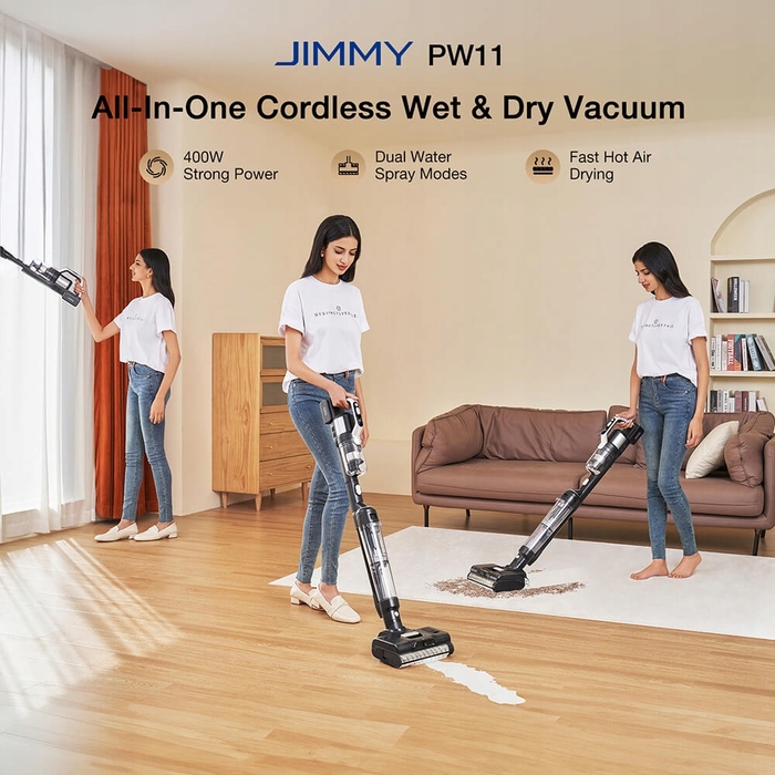 Вертикальний миючий пилосмик Jimmy PW11, 400 Вт, HEPA-фільтр, до 75 хвилин роботи