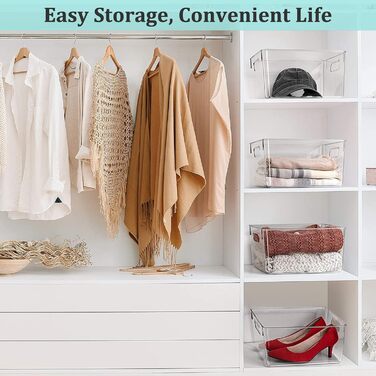 KJIXYUNG Refrigerator Organizer Set, Transparent Storage Box Organizer Stackable, Organizer Boxes for Refrigerator, Pantry, Cupboard, Snacks, Cans, Kitchen - BPA-free 29x20x15.5CM