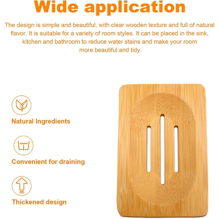 Набір з 3 дерев'яних підставок для мила 0XBIT з піддоном та антиковзною підкладкою для ванної та кухні