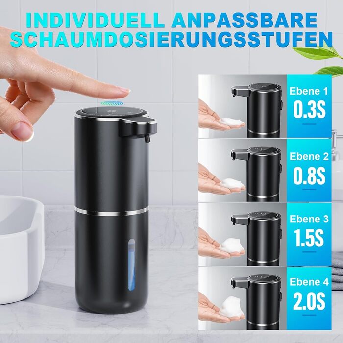 Amzavls Soap Dispenser Automatic, 380ml Wall Mount Touchless Electric Soap Dispenser with Sensor, USB Rechargeable Foam Soap Dispenser for Bathroom, Kitchen, Office Black
