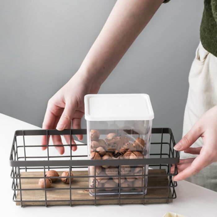 Dicunoy 2 Pack Small Wire Basket, Rectangular Metal Basket Narrow, Small Storage Basket Bathroom Basket, Counter Organizer Basket for Desktop Fruit, Kitchen Countertop, Office Decorative, 10 x 10 x 25 cm