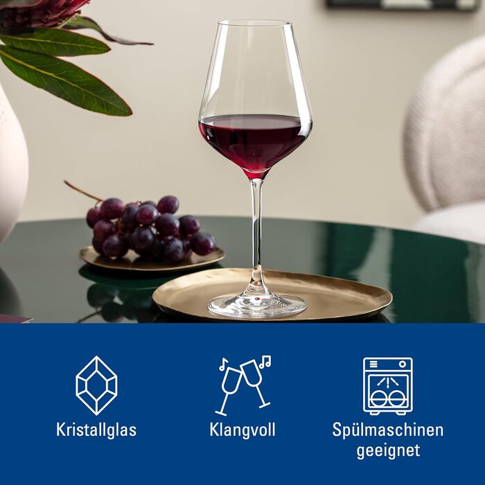 Набір келихів Villeroy & Boch La Divina Burgunder 4 шт., 200 мл, для червоного вина, кришталь, мийка в посудомийній машині