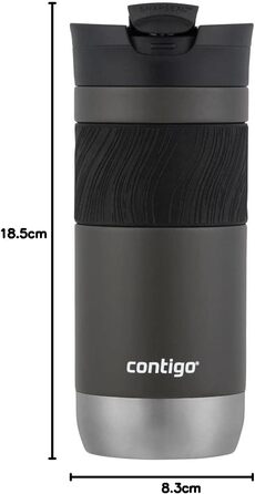Contigo Byron Snapseal Stainless Steel Travel Mug - Leakproof, Dishwasher Safe Lid, BPA-Free, 590ml - Black