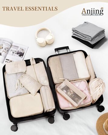 Органайзери для валізи, дорожні аксесуари, водонепроникні сумки-органайзери, 10 шт. Бежевий