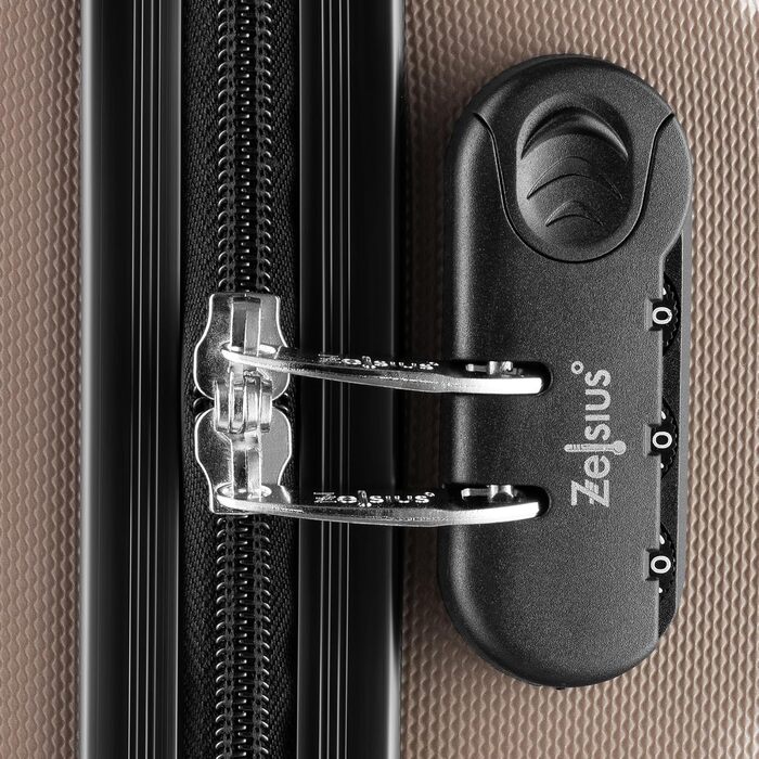 Набір валіз Zelsius 4 шт. з ABS, з кодовим замком, 4 колеса, внутрішній роздільник | Набір валіз з жорсткою оболонкою, великі валізи, багаж, ручна валіза (шампань, 3 шт.)