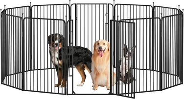 Вольєр для цуценят Yaheetech 12-секційний, 100 см, з замком, тихі труби, захист для підлоги, 8 мм металевий дріт, для квартири та саду