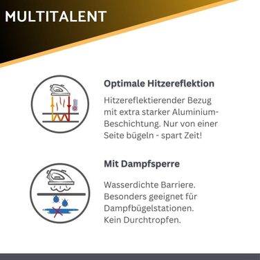 Чохол для прасувальної дошки 120x40 см - бавовна 100% - підходить для прасування з парою - екстра товста підкладка + фіксатор та натягувач - (світло-блакитний / у горошок, прасувальний килимок)