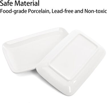 Набір Foraineam з 8 прямокутних порцелянових тарілок 8 дюймів (20x12x2.5 см) - для десерту, закусок, салатів