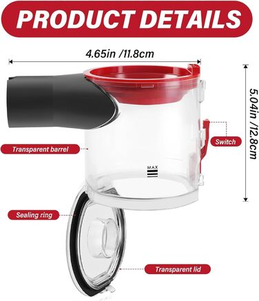 Dyson V8 & V7 Dustbin | Replacement Parts Compatible with SV10 SV11 | High-Quality Dust Container & Waste Bin | Easy Installation
