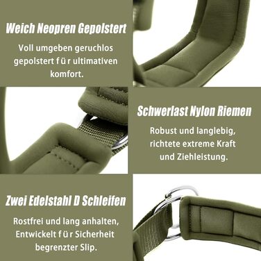 Нашийник для собак з м'якого неопрену (4 см ширина), світловідбиваючий, з міцного нейлону та стопором, зручний, для дресирування, проти потягування, розмір L (армійний зелений, обхват шиї 45-56 см)