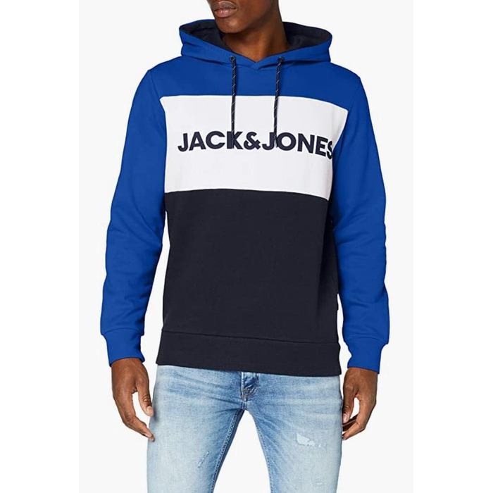 Чоловічий теплий худі з логотипом JACK & JONES Basic Kapuzen Sweatshirt, класичний синій колір, Regular Fit